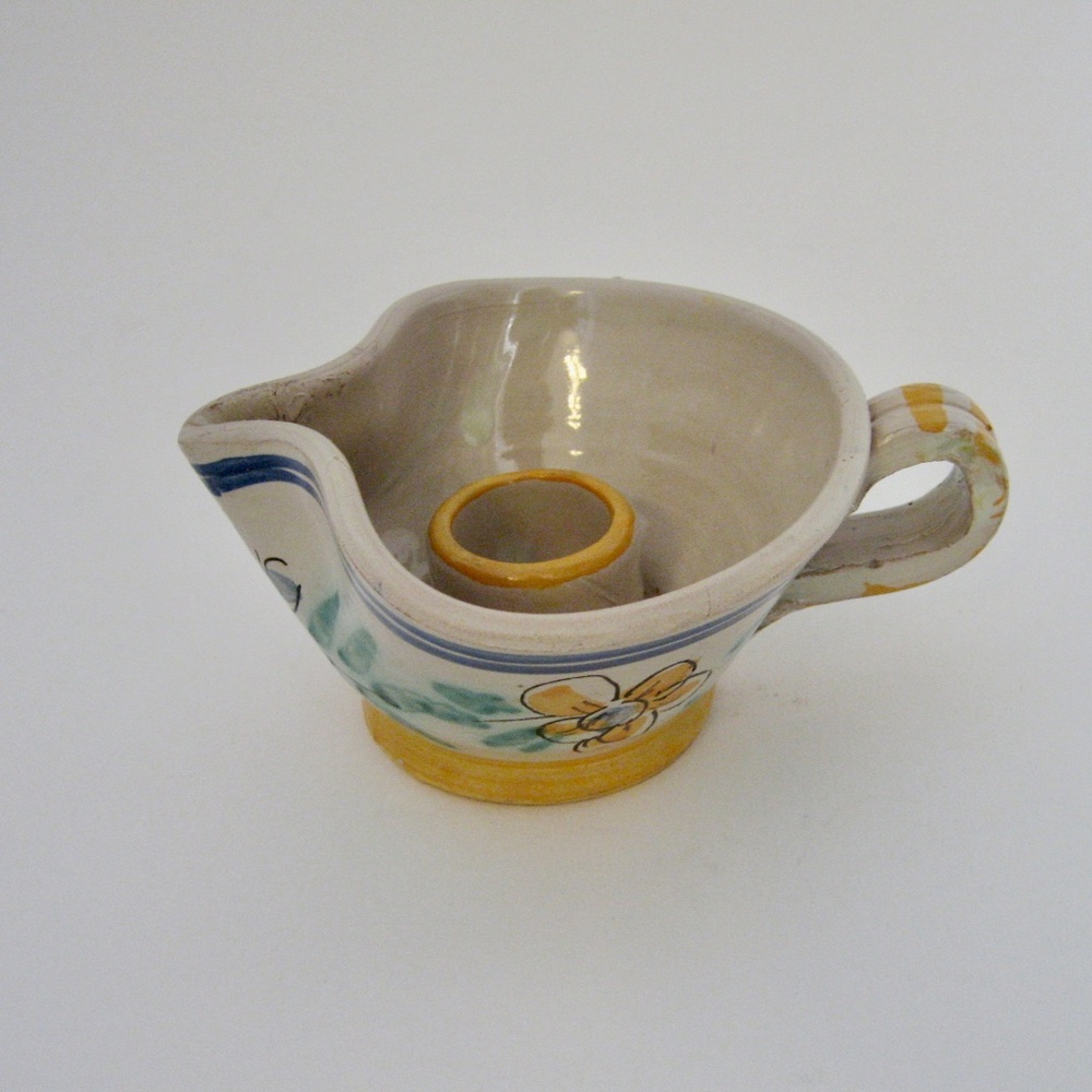 Pottery Single Candle Stick Holder with Handle